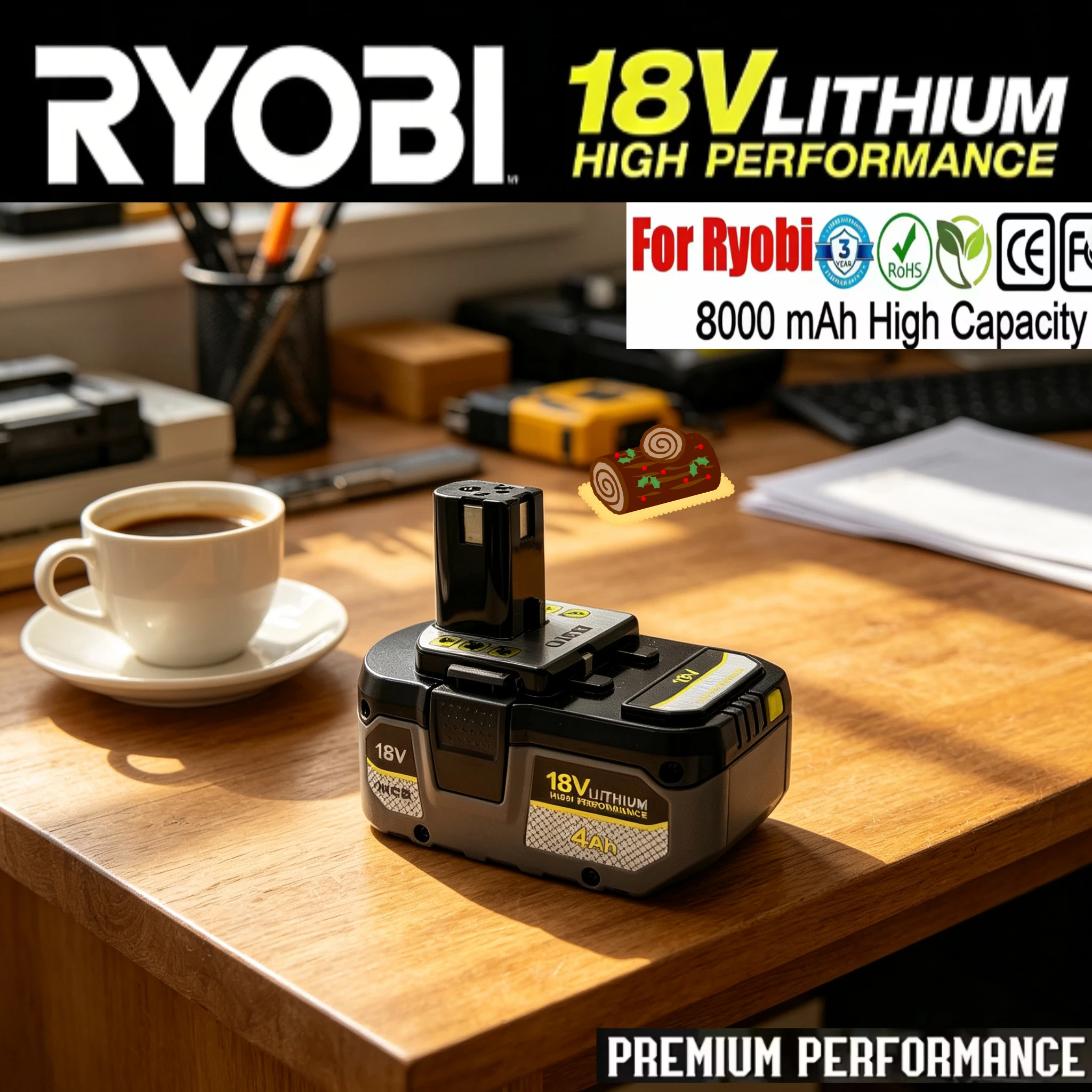

Новейшая аккумуляторная батарея RYOBI ONE+ 18V 4000-8000 мАч, улучшенная литиевая батарея, подходит для всех беспроводных электроинструментов.