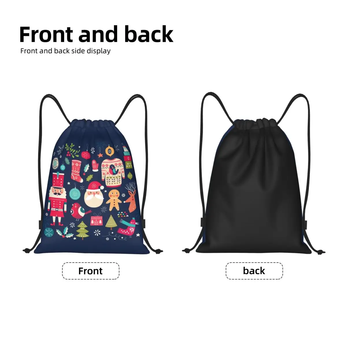 Custom Christmas Collection Drawstring Backpack Sports Gym Bag for Men Women Nutcrackers Toy Soldier Training Sackpack