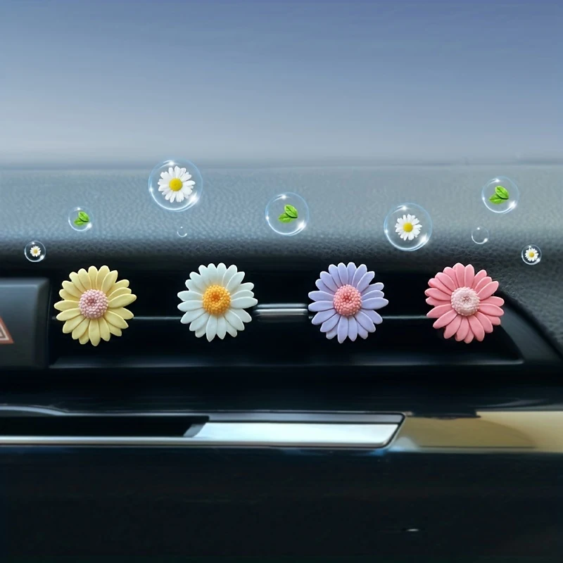 Car Air Outlet Aromatherapy Clip Flower Daisy Flower Car Perfume Clip Aromatherapy Air Conditioner Fresh Interior Accessories