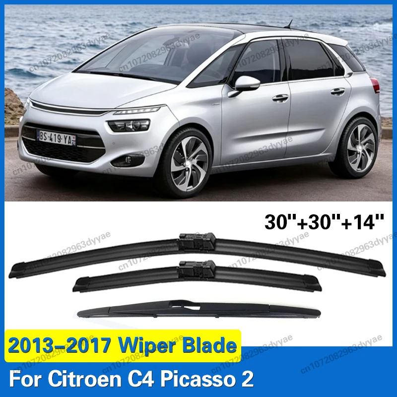 

For Citroen C4 Picasso 2 2013 2014 2015 2016 2017 Wiper Front&Rear Wiper Blades Windshi2016 2017 Windshield Windscreen 30"30"14"