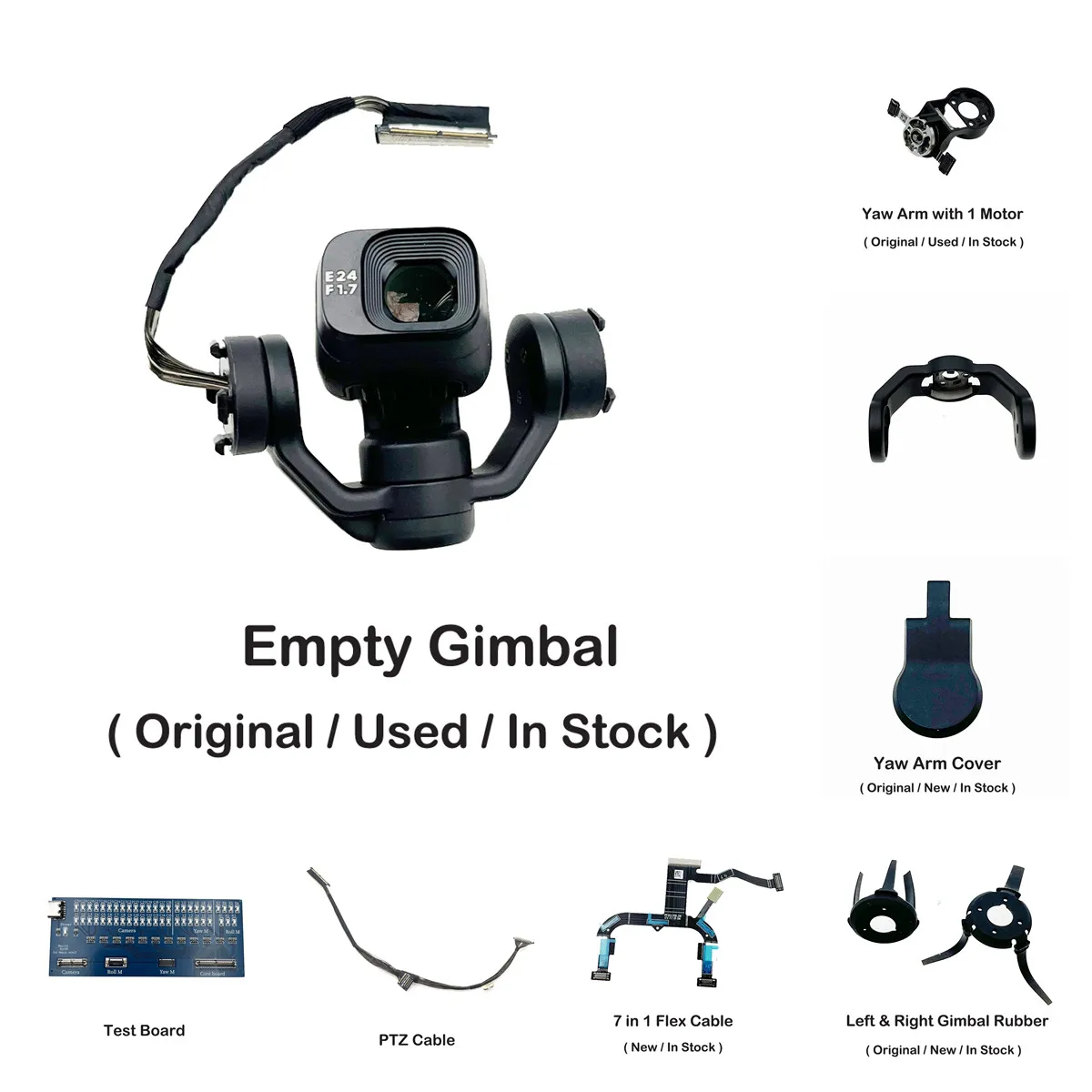 Gimbal Camera Repair Parts for DJI MINI 3 PRO Empty Gimbal Roll/Yaw Arm Cover Motor Rubber PTZ Cable Test Tool  Camera Shell