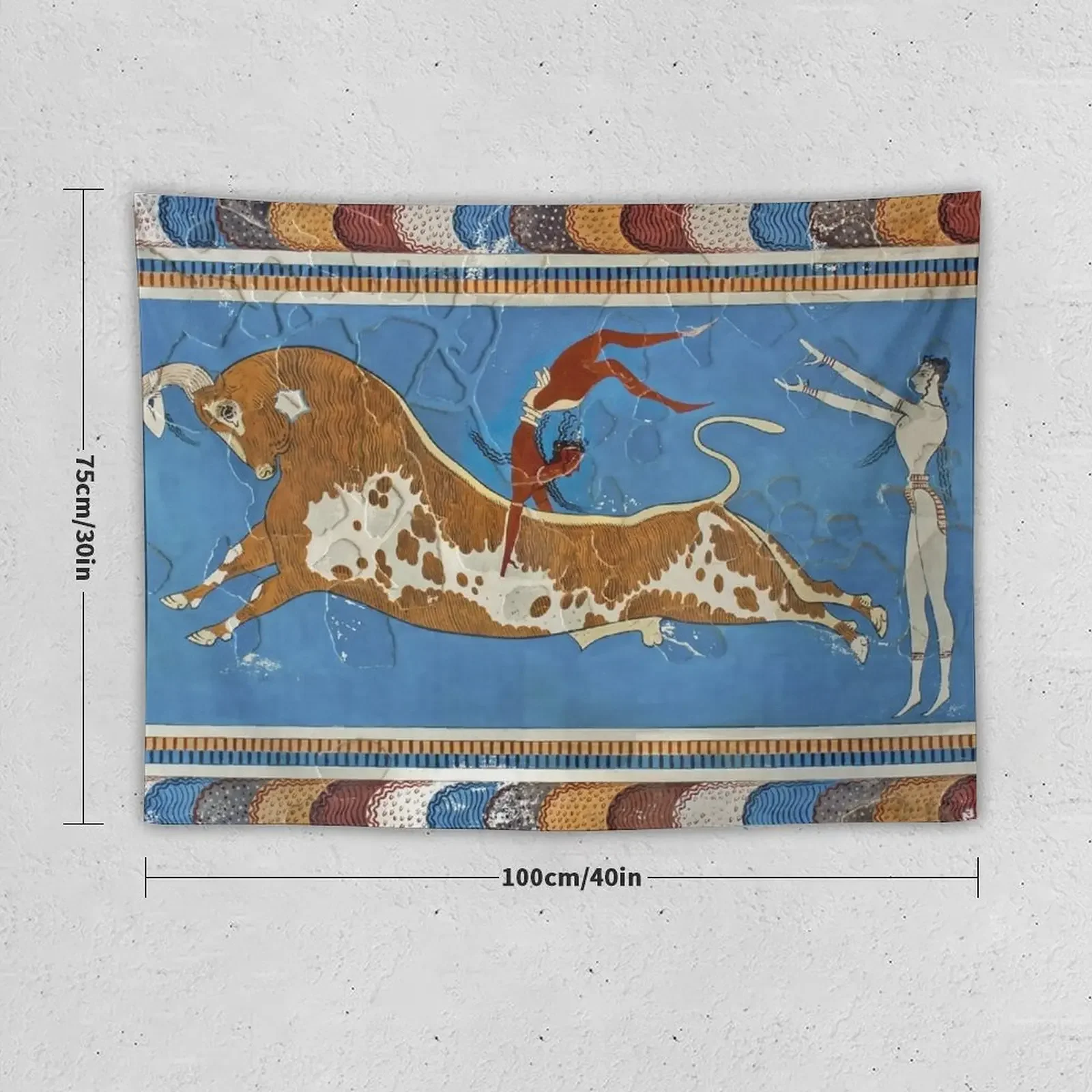 Bull-Leaping Fresco Tapestry Decorative Wall Decoration For Rooms Aesthetic Room Decor Korean Tapestry