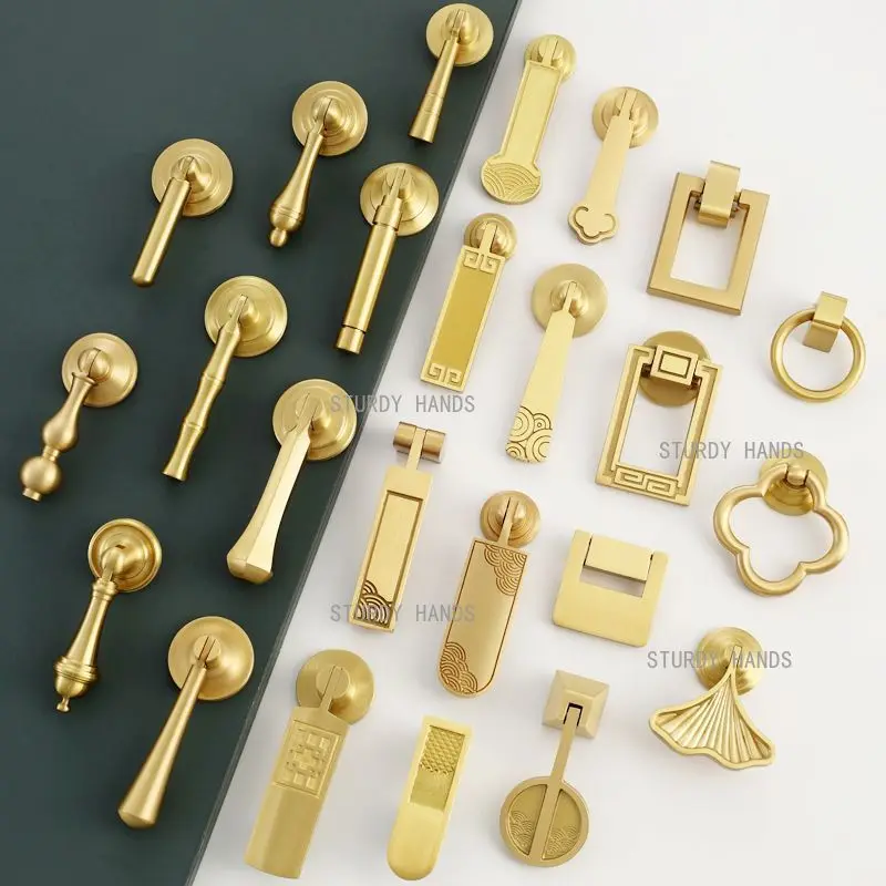 1pc Chinese Style Cabinet Metal Handle Single Hole Drawer Handle Pendant Style Handle Hardware Accessories Furniture Handles