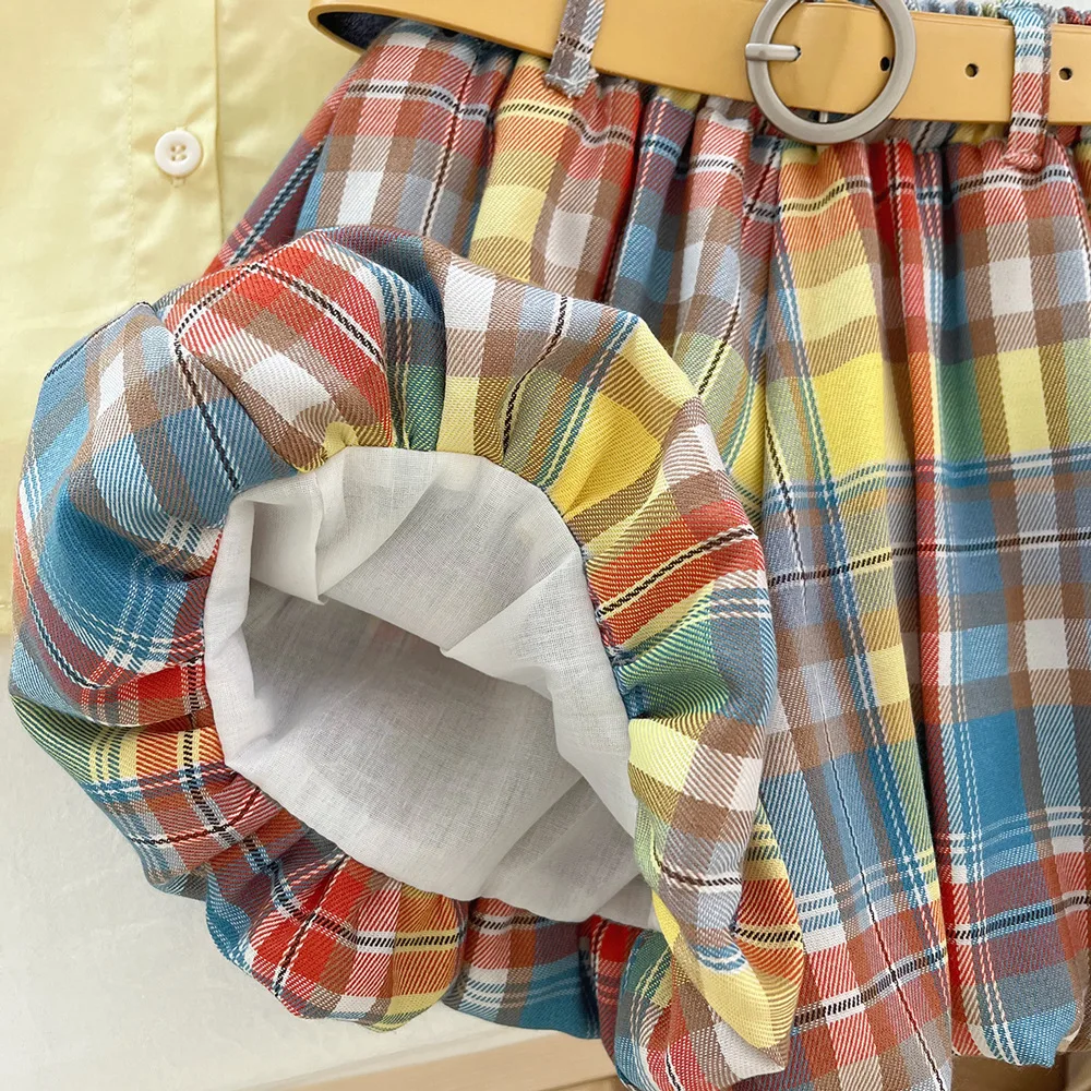 2025 ملابس الاطفال الصيف مخطط تحلق كم قميص علوي + فقاعة واسعة الساق سراويل قصيرة قطعتين عادية طفل الفتيات الزي مجموعات #6