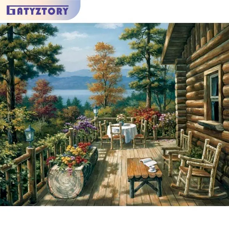 

GATYZTORY Modern Painting By Numbers On Canvas Forest Cabin Drawing On Number Adults Crafts Wall Decor Gift Artwork Picture Pain