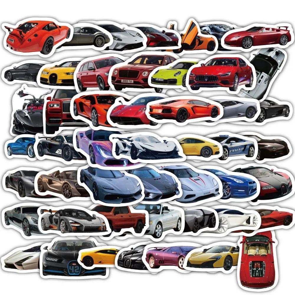 60 قطعة من الملصقات على شكل سيارة رياضية - شارات فنية عصرية للسيارات لتزيين السيارة والأدوات (متجر عوالم الرسوم المتحركة)