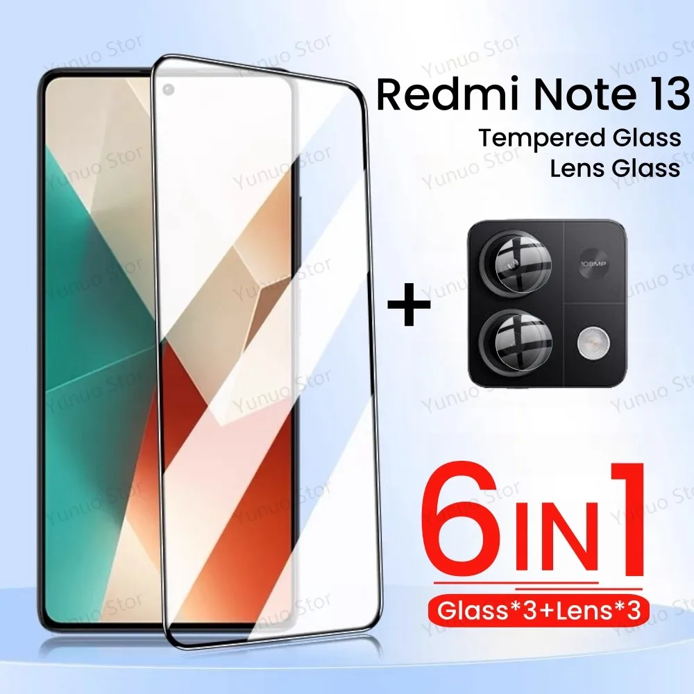 6in1 Tempered Glass For Redmi Note 13 Pro Protective Glass 4G 5G FullCover Screen Protector Camera Lens Film On Redmi Note 13Pro