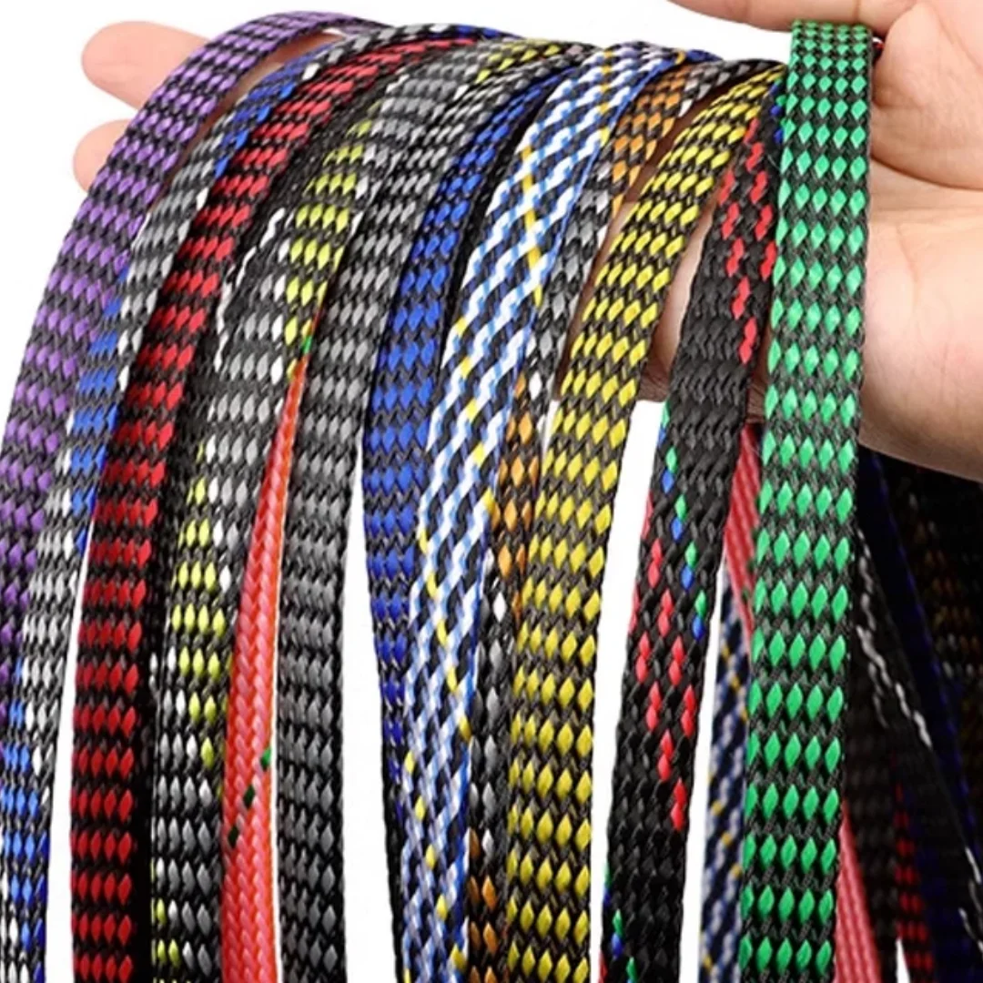 4mm-12mm Braid Sleeve PP Cotton PET  Braided Sleeve Tube  PET Yarn Soft Wire Wrap Insulated Cable Protection Line Harness Sheath