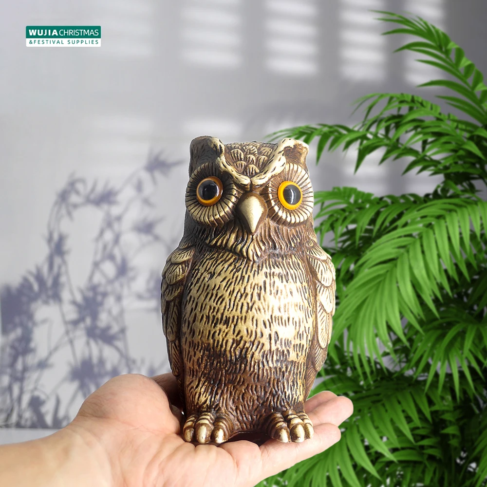 Garden Decor Realistic Owl Statue Scarecrow Fake Bird Scarer Lawn Garden Courtyard House Decorative Figurine Home Decoration Toy