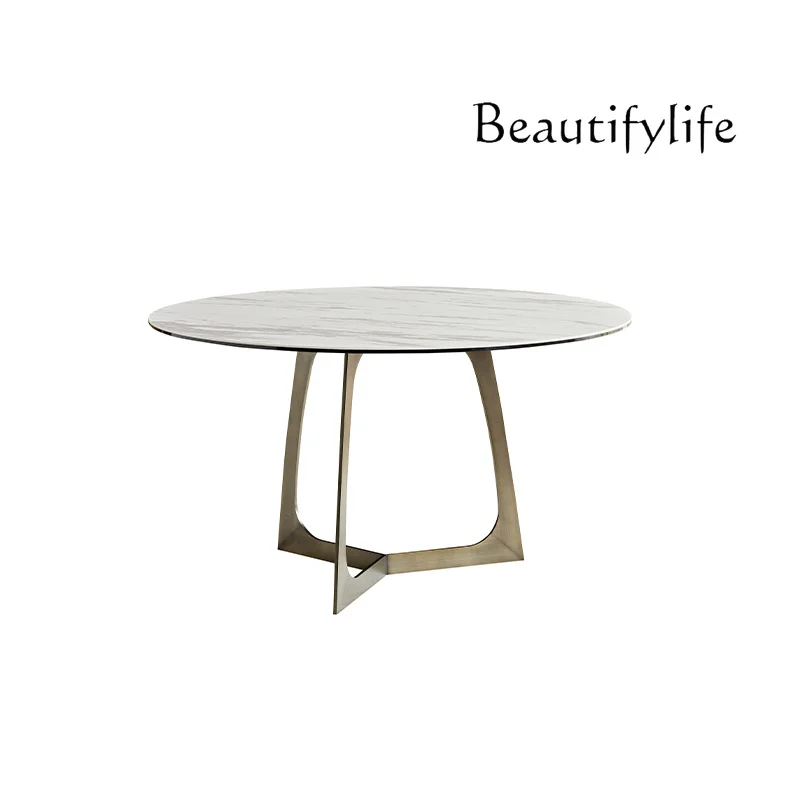 

Modern Designer round Dining Table Italian Minimalist Small Apartment Home Dining Table