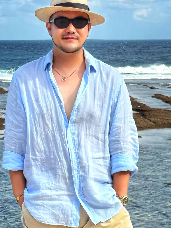 

Sun Protection Blue Cotton Linen Men's irt Slim Fit Long Sve Thin Lyocell Linen Breathable Faionable Beach Vaio...