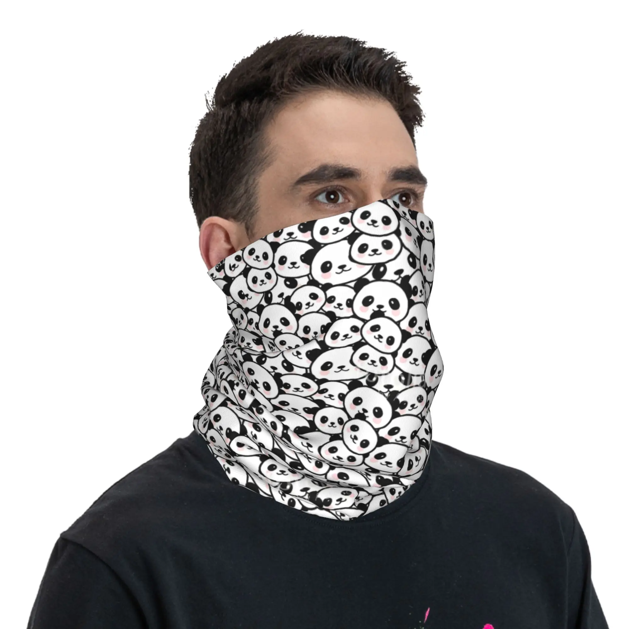 مخصص الكرتون الباندا أنيمي باندانا الرقبة الجراب للمشي الدراجات الرجال النساء التفاف وشاح Kawaii عقال أكثر دفئا #5