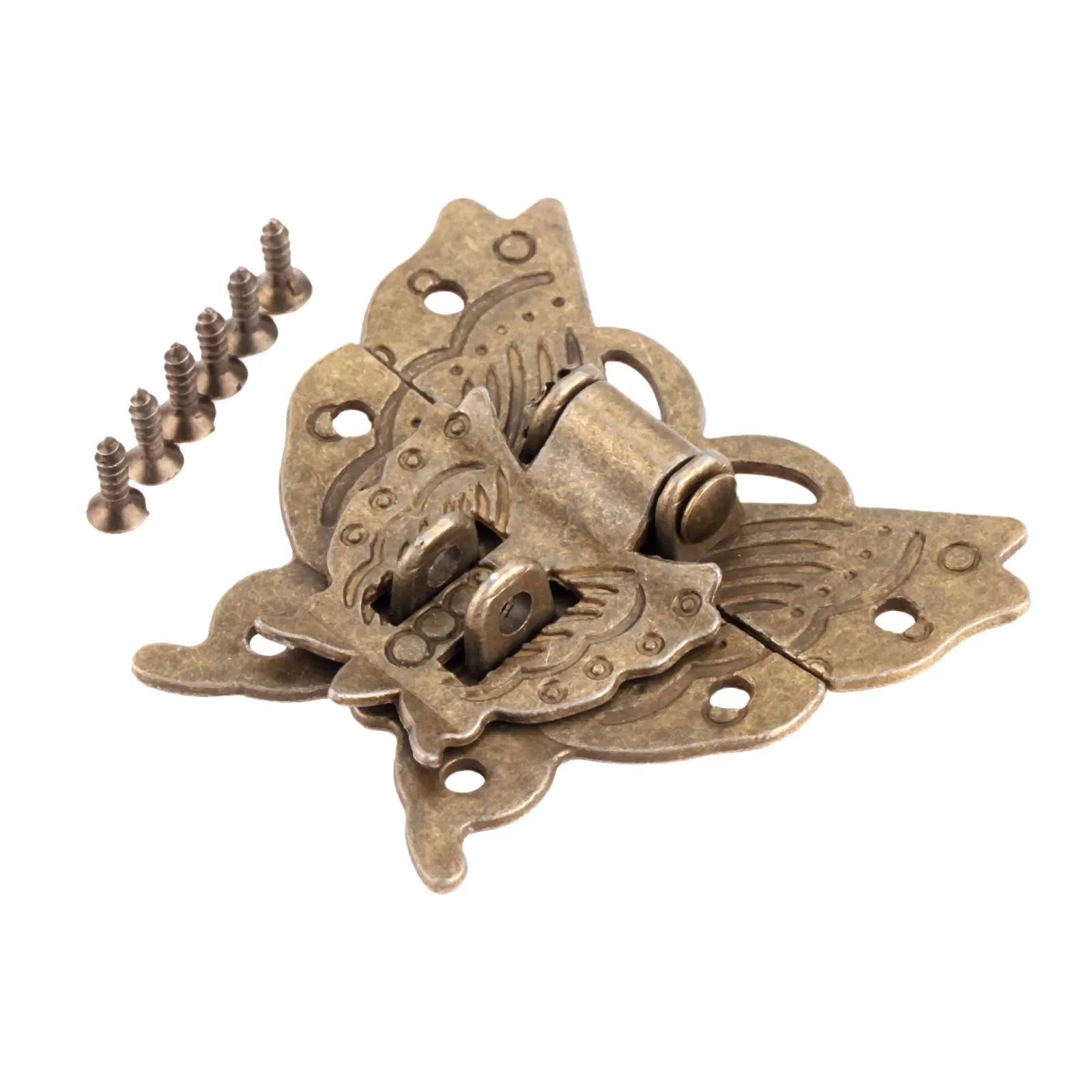 1Pc 59x53mm Antique Bronze Butterfly Hasp Latch Jewelry Wooden Box Clasp Case Locks Cabinet Buckle Lock Hasps Furniture Hardware