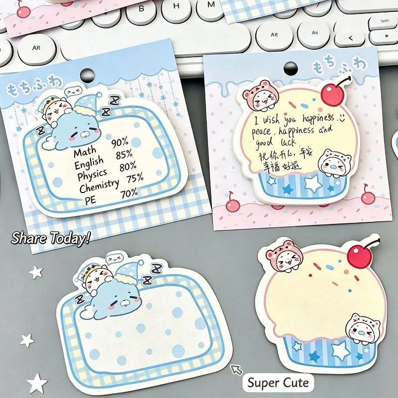 4pcs Cute Leopard Irregular Sticky Notes Kawaii Cartoon Memo Pad Self-Adhesive Notepaper for Journaling Student Stationery