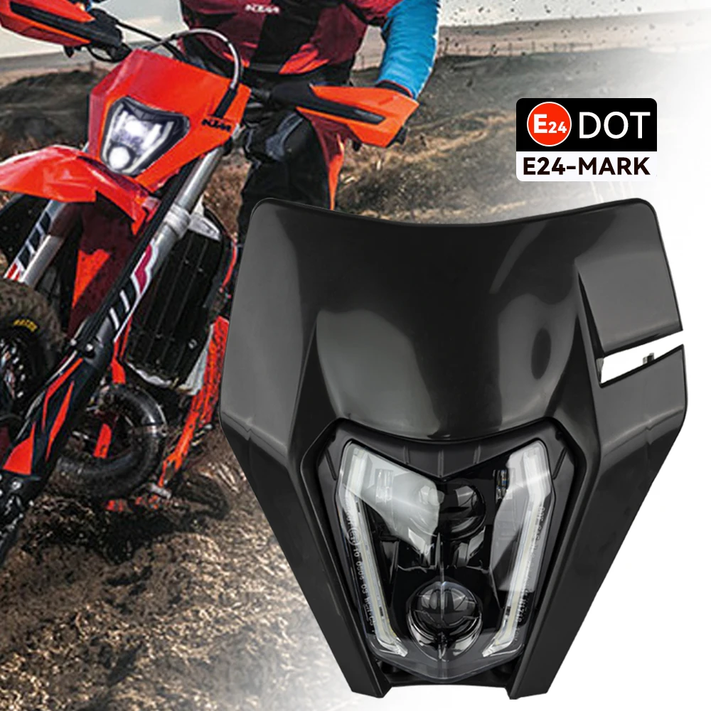 

For Motorcycle Headlight LED Wick EXC XC SX XCF SXF SMR 125 690 Universal 2016-2023 Enduro Dirt Bike Motocross Headlamp