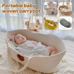 Portable Set Cot Cradle Crib Bed Newborn Woven Rope Removable Foldable Handle Baby Basket Travel Outdoor Bed Gift for Newborn