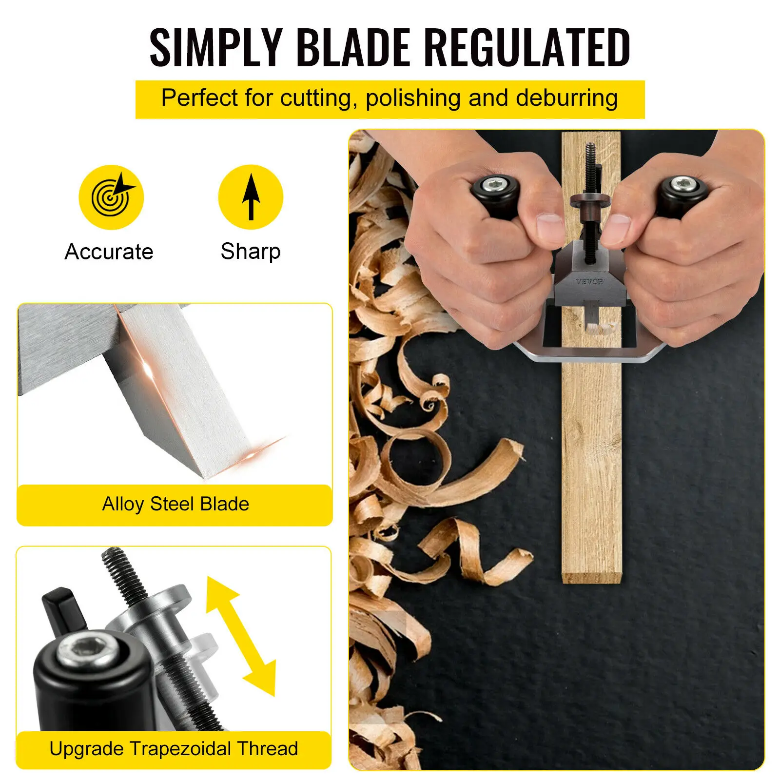 VEVOR lavorazione del legno aratro piano Router Jack pialla 0.32in lama obliqua profondità arresto utensile manuale per rifilatura del legno smussatura scanalatura