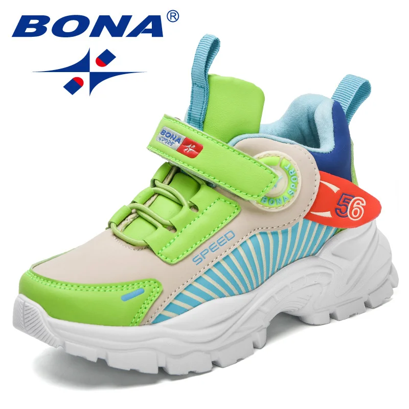 BONA 2023 New Designers Hot Sell Children Sneakers Basketball Sports Shoes Boys Girls High Quality Running Footwear Kids Comfy