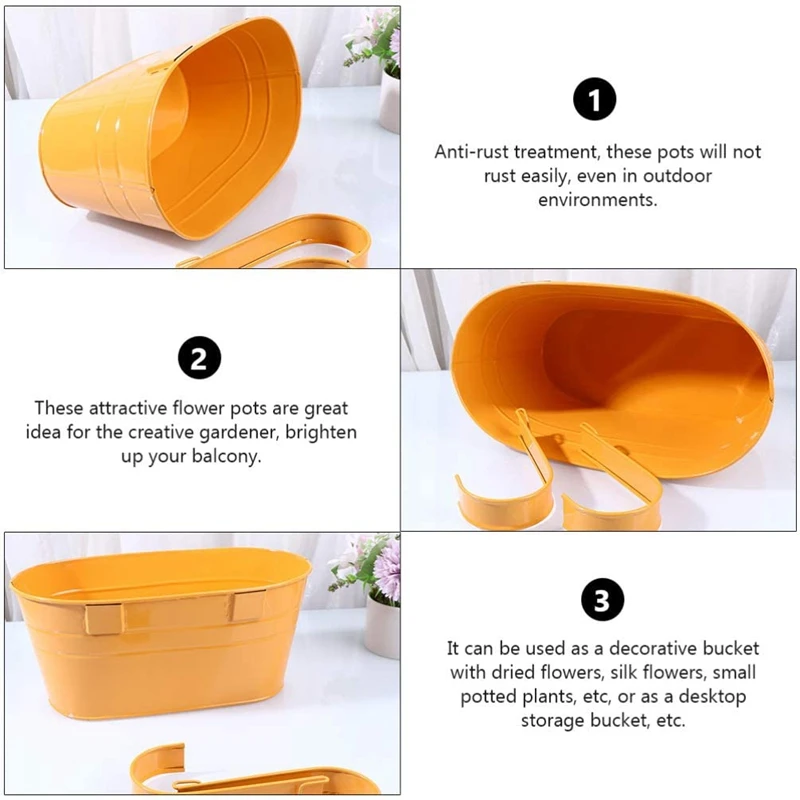 분리형 후크 화분, 발코니 난간, 테라스 정원, 야외 장식 화분, 2 개