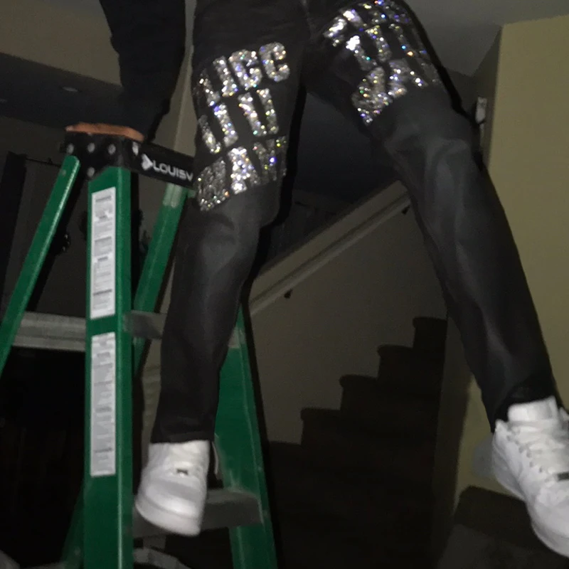 New Man Black Ripped Stretchy Jeans Skinny Slim Fit Hot Drill Punk streetwear Biker Trousers Men's All-match Denim Pencil Pants