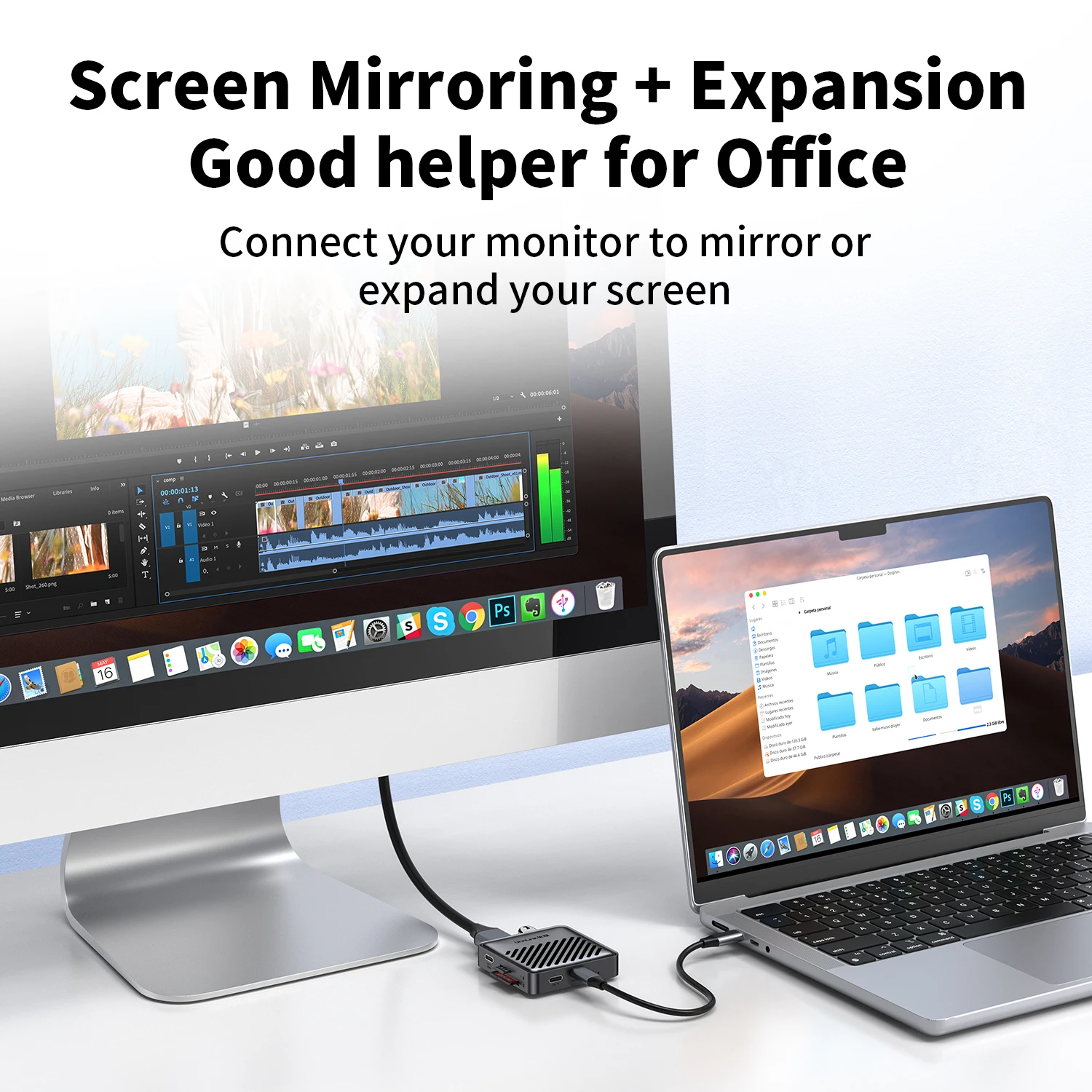 Unnlink Magnetische USB-C-Hub-Multiport-Dockingstation 4K HDMI PD 65 W SD/TF für Lightroom-Bearbeitung auf Mac/iPad/iPhone 15/17