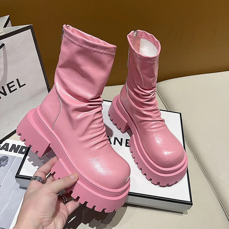 

Ankle Boots for Women Platform Fashion Shoes Designer New 2025 Winter Trend Chelsea Boots Chunky Shoes Brand Woman Botas Zapatos