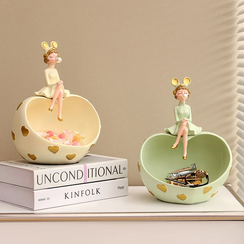 

Nordic Style Resin Bubble Girl Sculpture Ornaments Living Room Office Desktop Storage Box Craft Home Decoration Accessories