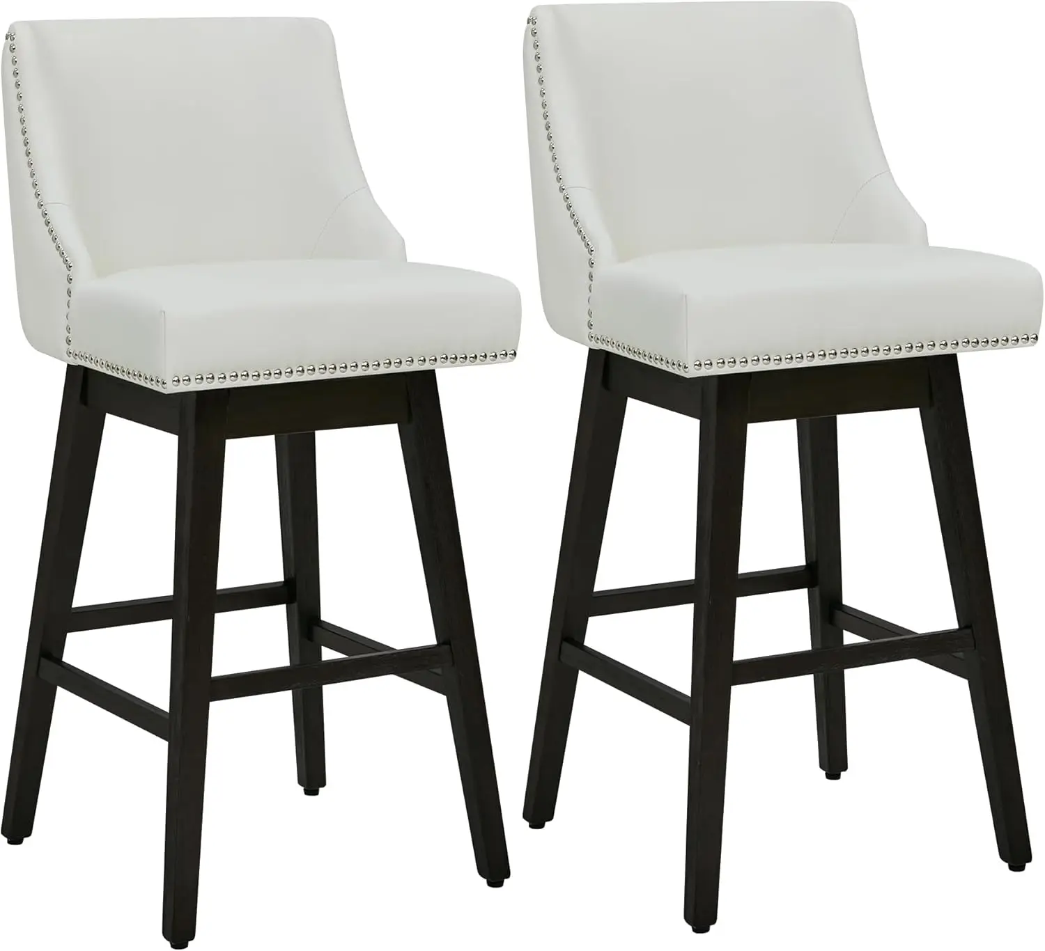 

CHITA Swivel Bar Stools Set of 2, FSC Certified 30" H Seat Height Upholstered Barstools, Faux Leather in White