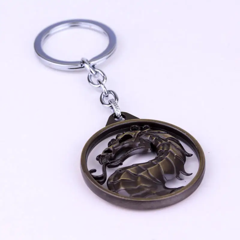 Game Mortal Kombat Keychain Pendant Metal Dragon Logo Keyring Cosplay Props Fans Gift For Men Women Backpack Jewelry Accessories