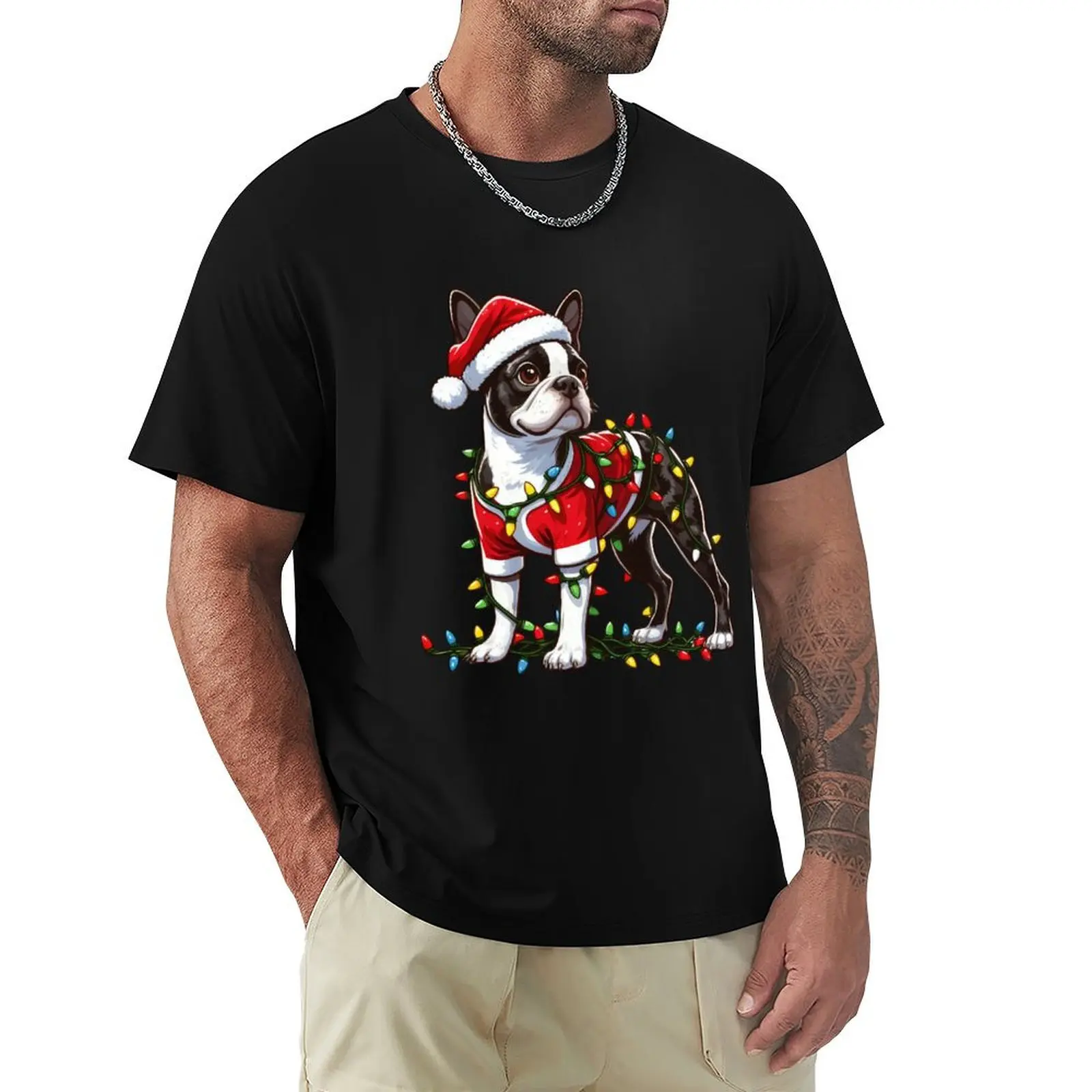 

Boston Terrier Dog Christmas T-Shirt T-shirts man oversized t shirt funny gifts men clothes