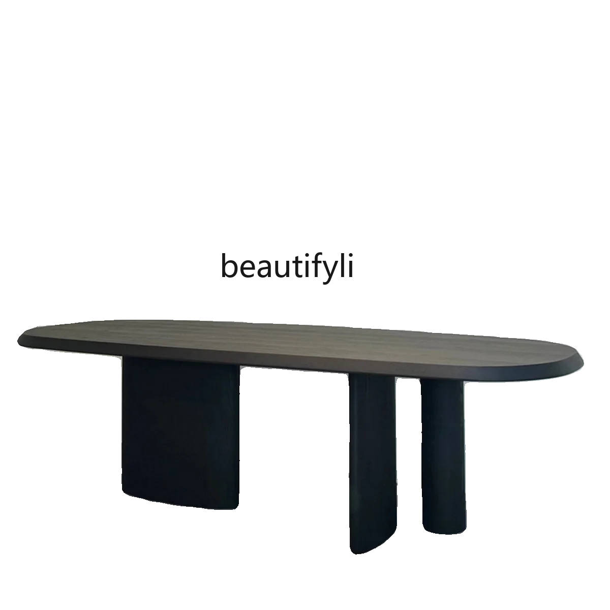 

Medieval style creative art dining table oval wabi style retro solid wood home dining table