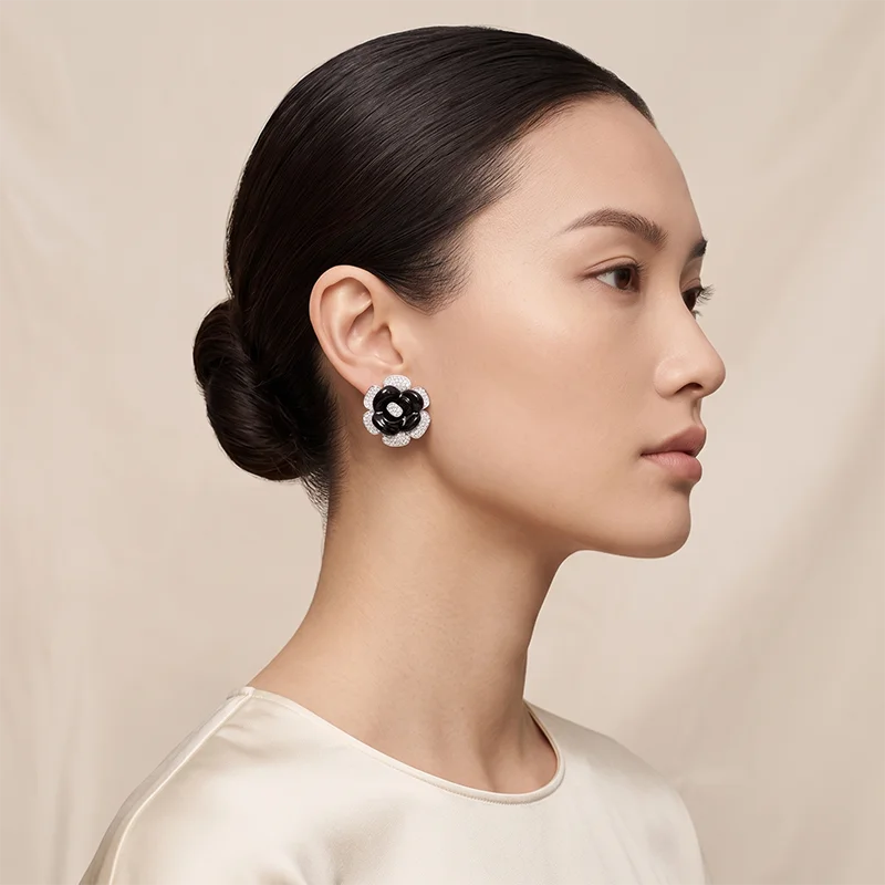 Elegant Rose Floral Post Earrings Enamel Glaze Big Flower Stud Earring Sparkling Zircon Women Retro Romantic Party Jewelry Gift