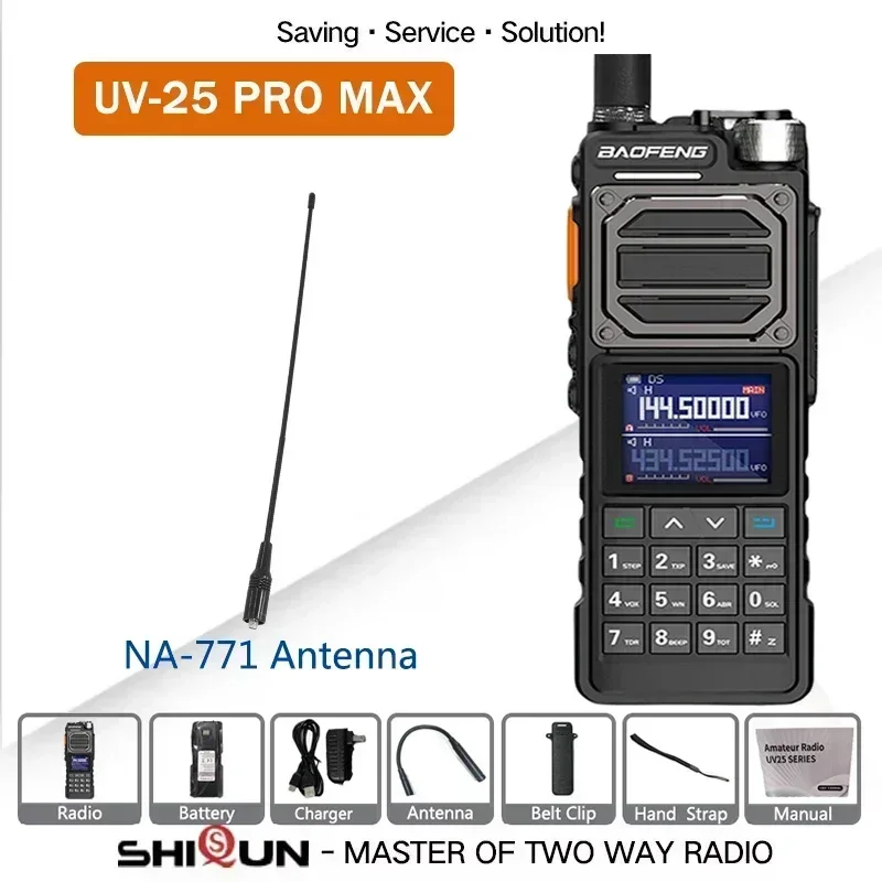 Новый! UV-25 Pro Max Тактическая рация высокой мощности 50 км 136-520 МГц 999 канала Зарядное устройство USB C Двусторонняя радиосвязь с шестью полосами BF-X5 Pro