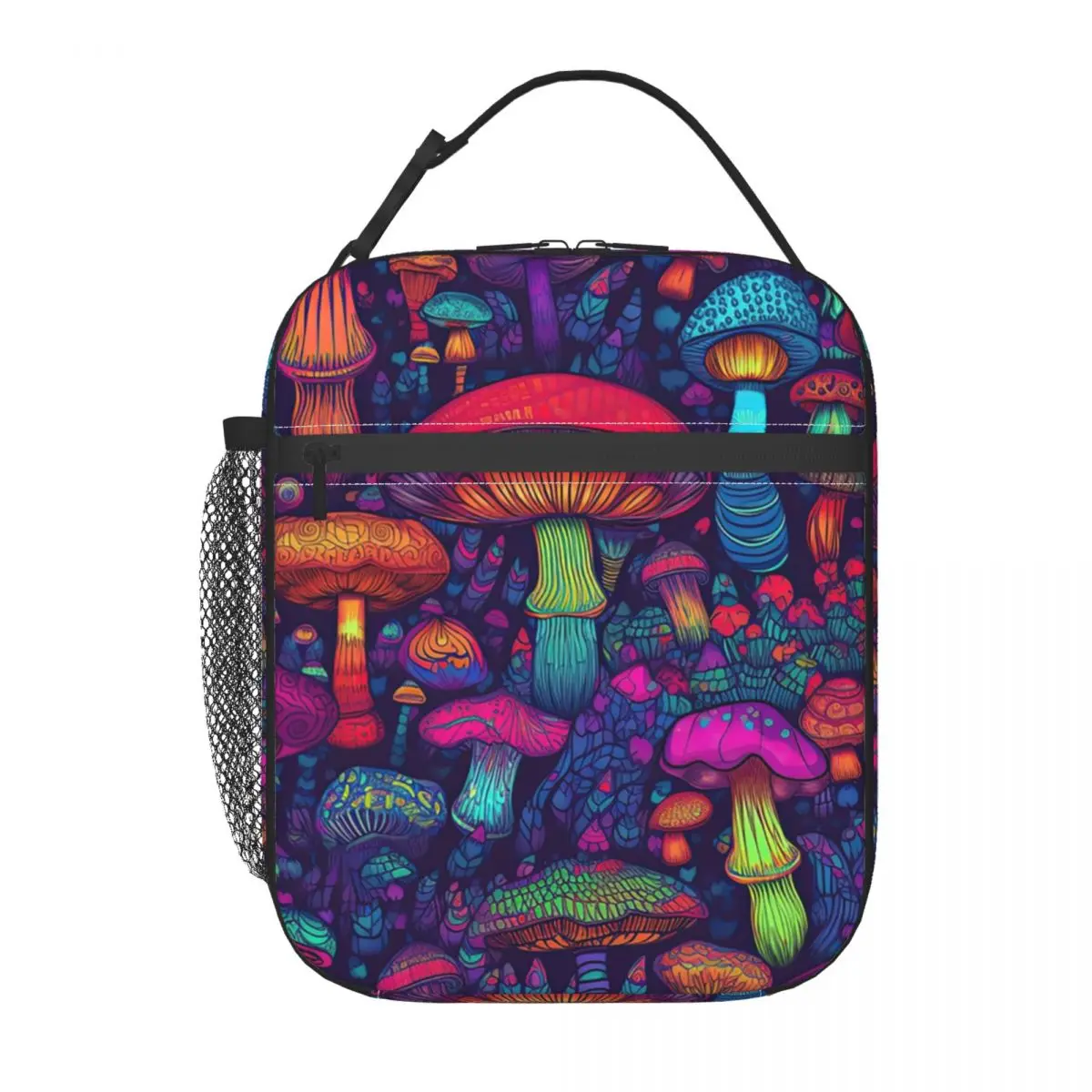 Custom Psychedelic Magic Mushrooms Trippy Goth Lunch Bag Women Thermal Cooler Insulated Lunch Box for Kids School