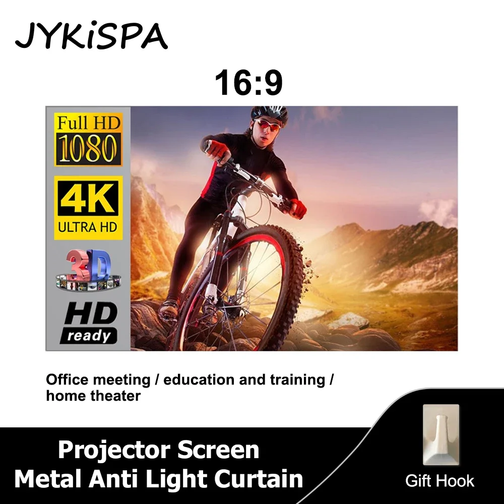 Projection Screen 100inch Portable Projector Screen Metal Anti Light Curtain 16:9 Outdoor Movie Screen For Travel Home Theater