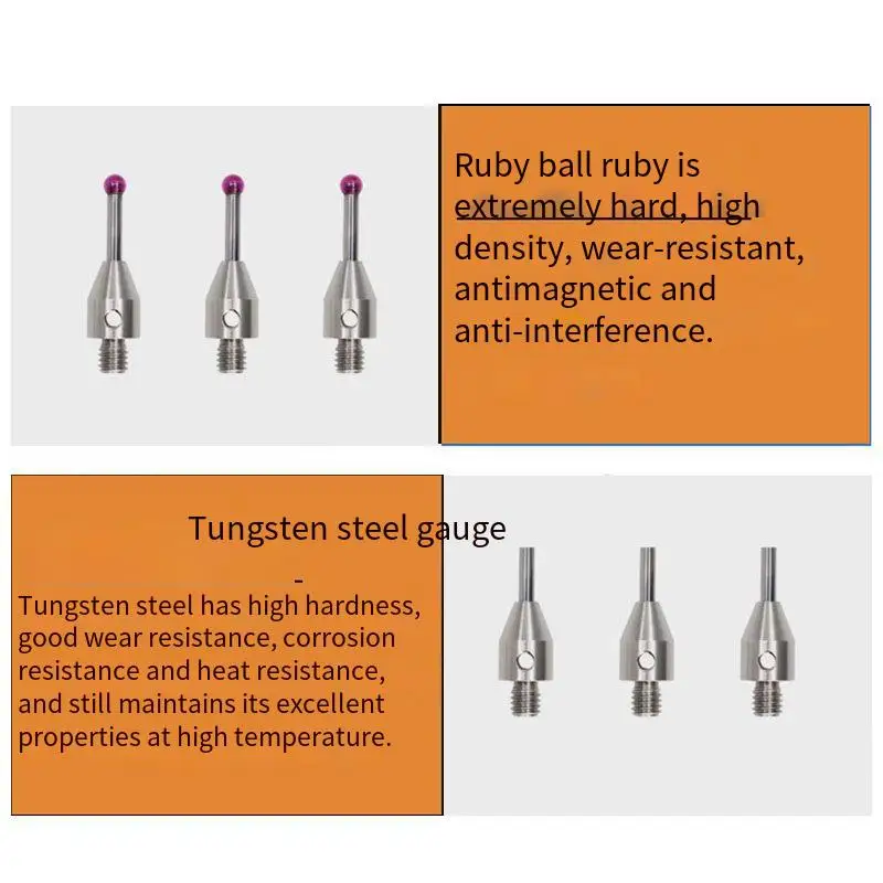 Ruby stylus with tungsten steel rod, 2.0mm ball head, CMM probe M4, tungsten steel / Renishaw A-5003-2932