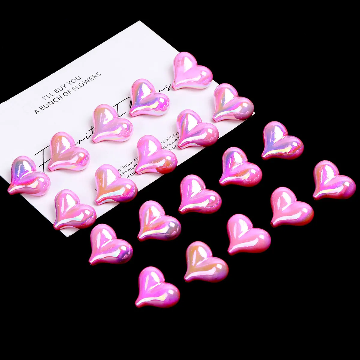 20 قطعة AB اللون الوردي شكل قلب الاكريليك الخرز فضفاض خزر عازل لصنع المجوهرات سوار إكسسوارات الشعر ذاتية الصنع #6