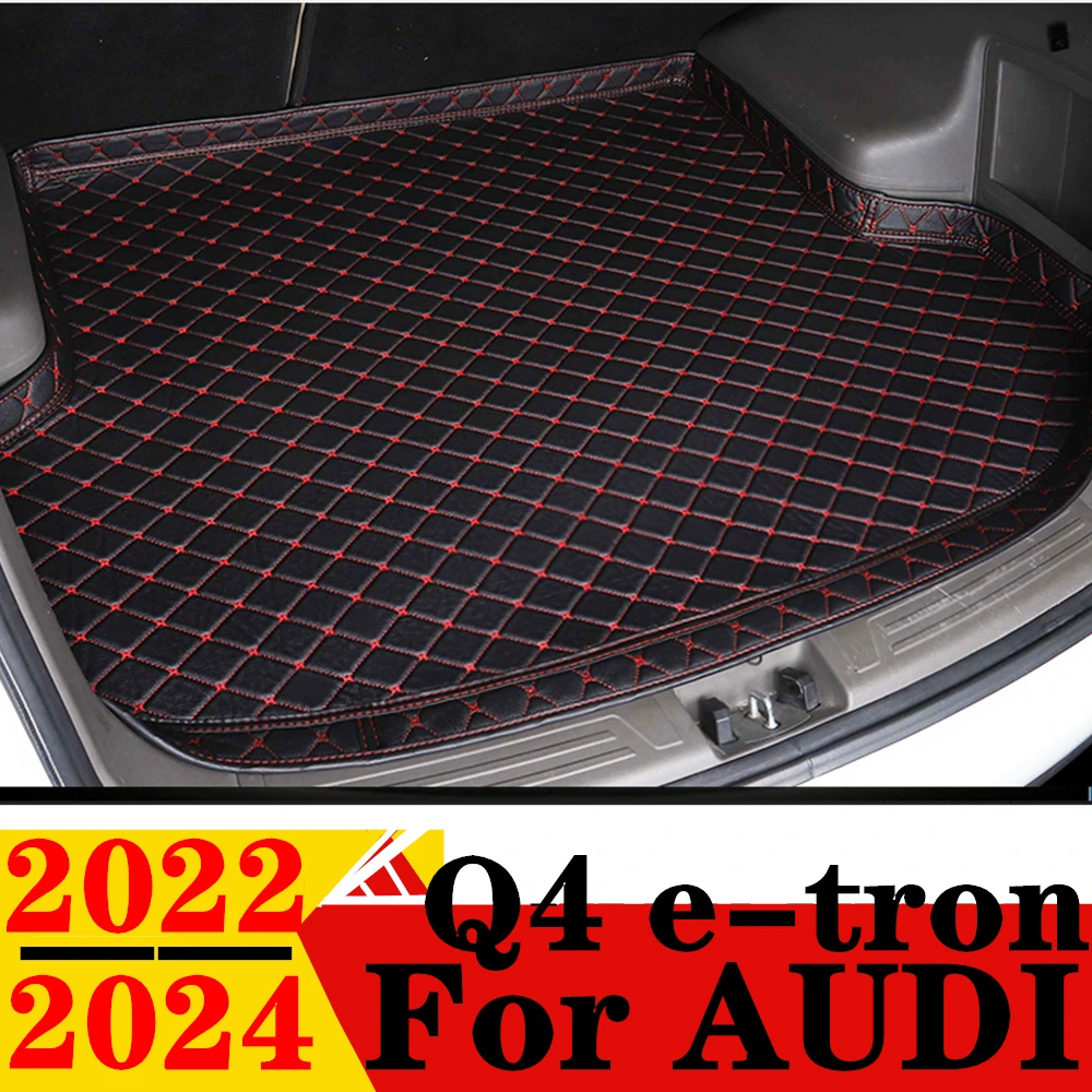 High Side Car Trunk Mat For AUDI Q4 e-tron 2024 2023 2022 XPE Leather Tail Boot Tray luggage Pad Rear Cargo Liner Protect Carpet