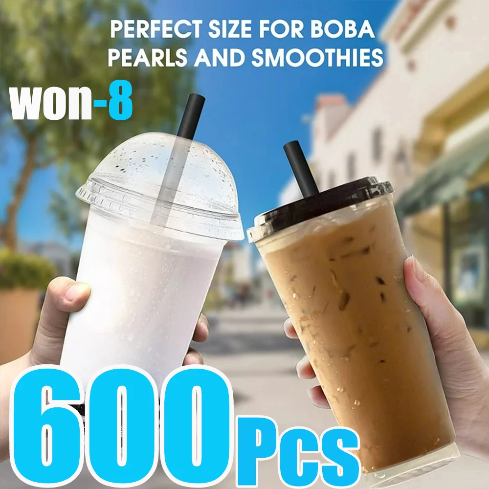 50/600Pc Black Jumbo Smoothie Straws Drinking Straws Large Bubble Tea Milkshake MilkTea Straws Party Wedding Bar Home Accessory