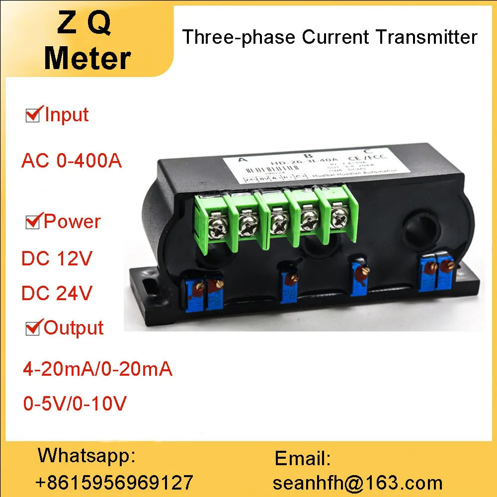 AC0-400A Three-phase AC current detection circuit sensitive three-hole high-power electricity acquisition instrument transmitter