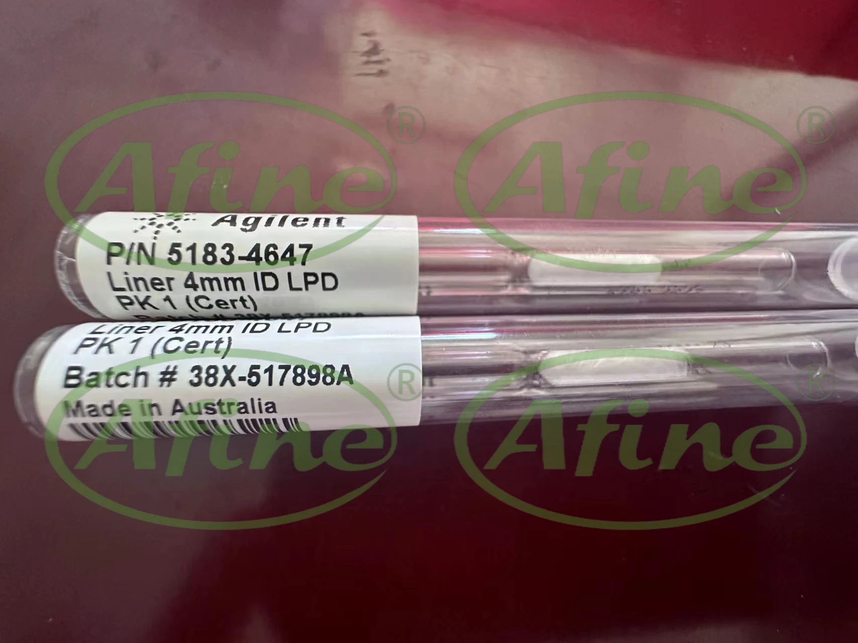 AFINE Agilent 5183-4647 Inlet liner, split, single taper, glass wool, deactivated, low pressure drop