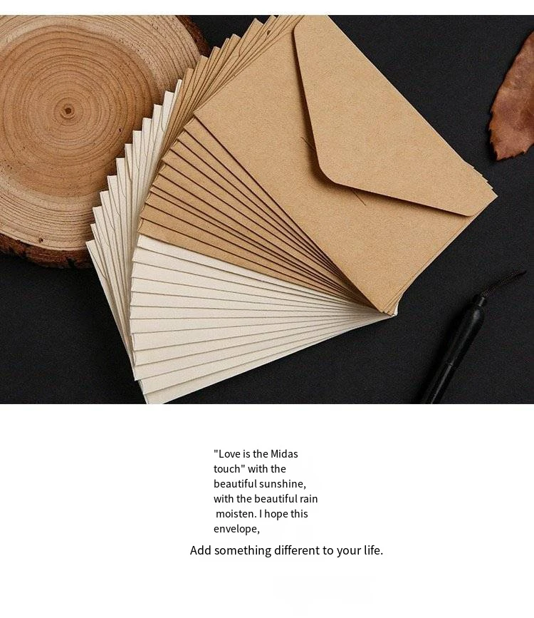 100 Stück Kraft-Mini-Umschläge, braune Kraft-Umschläge für Geschenkkarten und Visitenkarten, 3 klassische Farben, 10,5 x 7 cm/4 x 2,8 Zoll – Detail 6