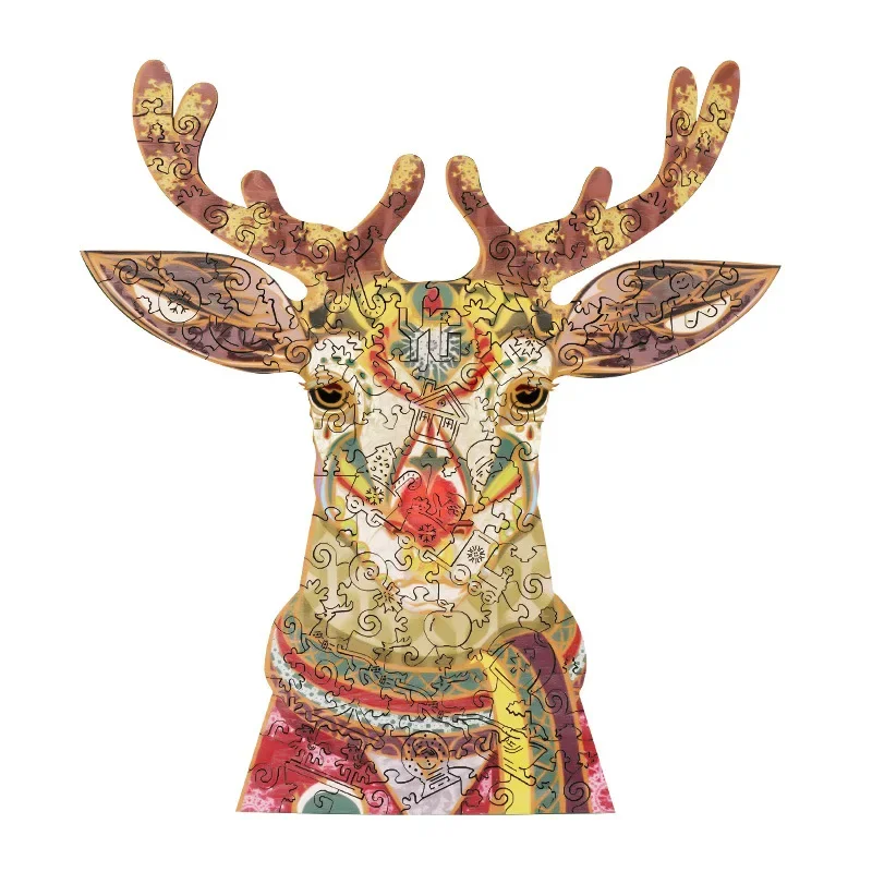 

Рождественский деревянный пазл в форме лося, сложный, креативный, рождественский подарок