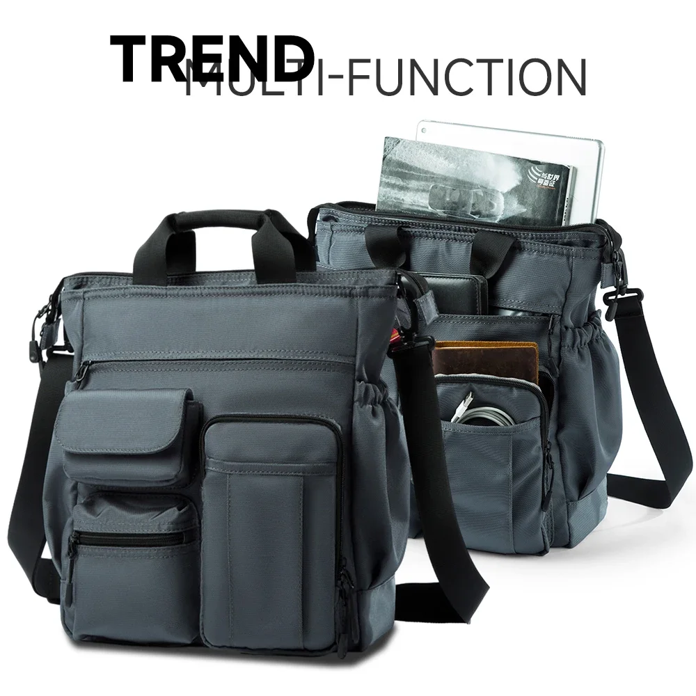 Men 14 inch Laptop Backpack Anti-theft Messenger Bag Multi Pocket Shoulder Bag Waterproof Briefcases for Travel Work