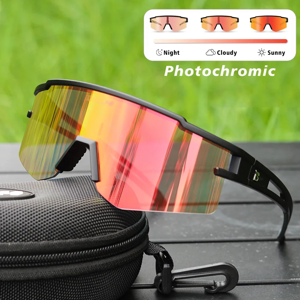 

Polarized Cycling Sunglasses for Men Women All-Weather UV Protection Photochromic TR90 OTG Bike Glasses Ideal for Trail Riding