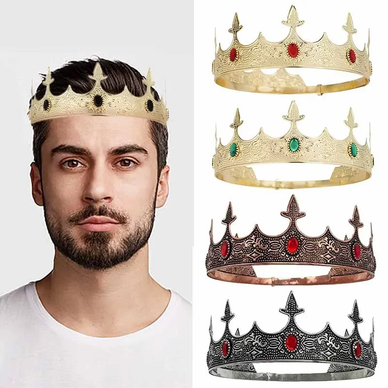 European and American Men's King Crown Prince Vintage Court Party Headdress Performance Props