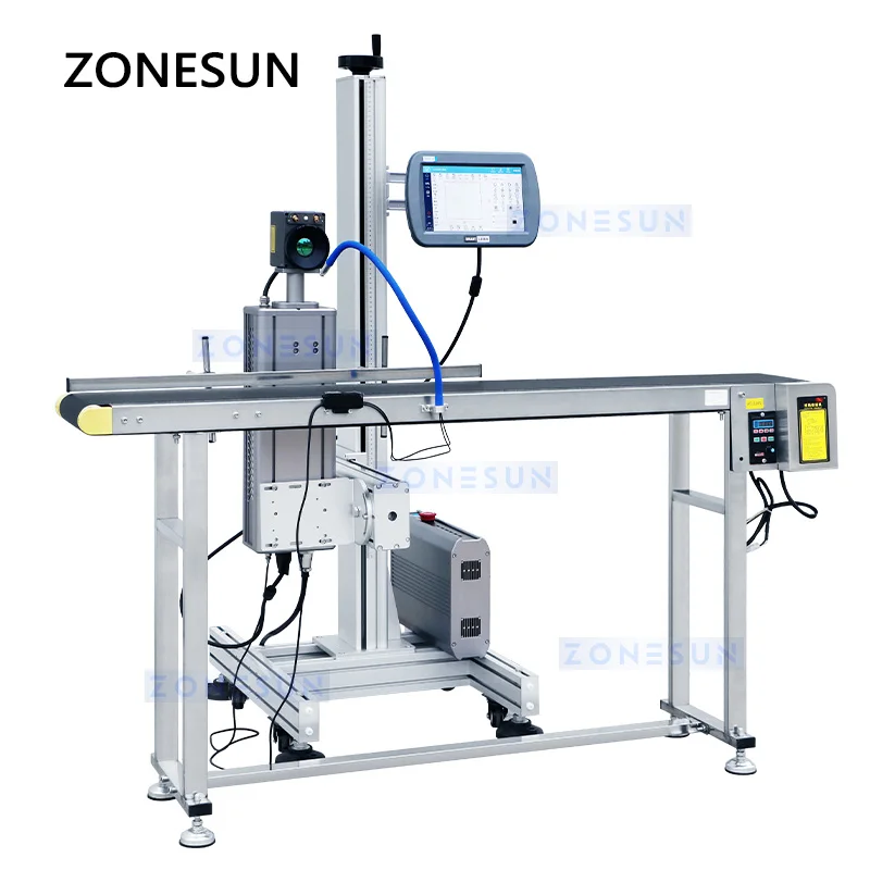 ZONESUN Laser Marking Machine Date QR Barcode Printing Number Glass Plastic Bottle Leather Wood Packaging Production ZS-LMC1