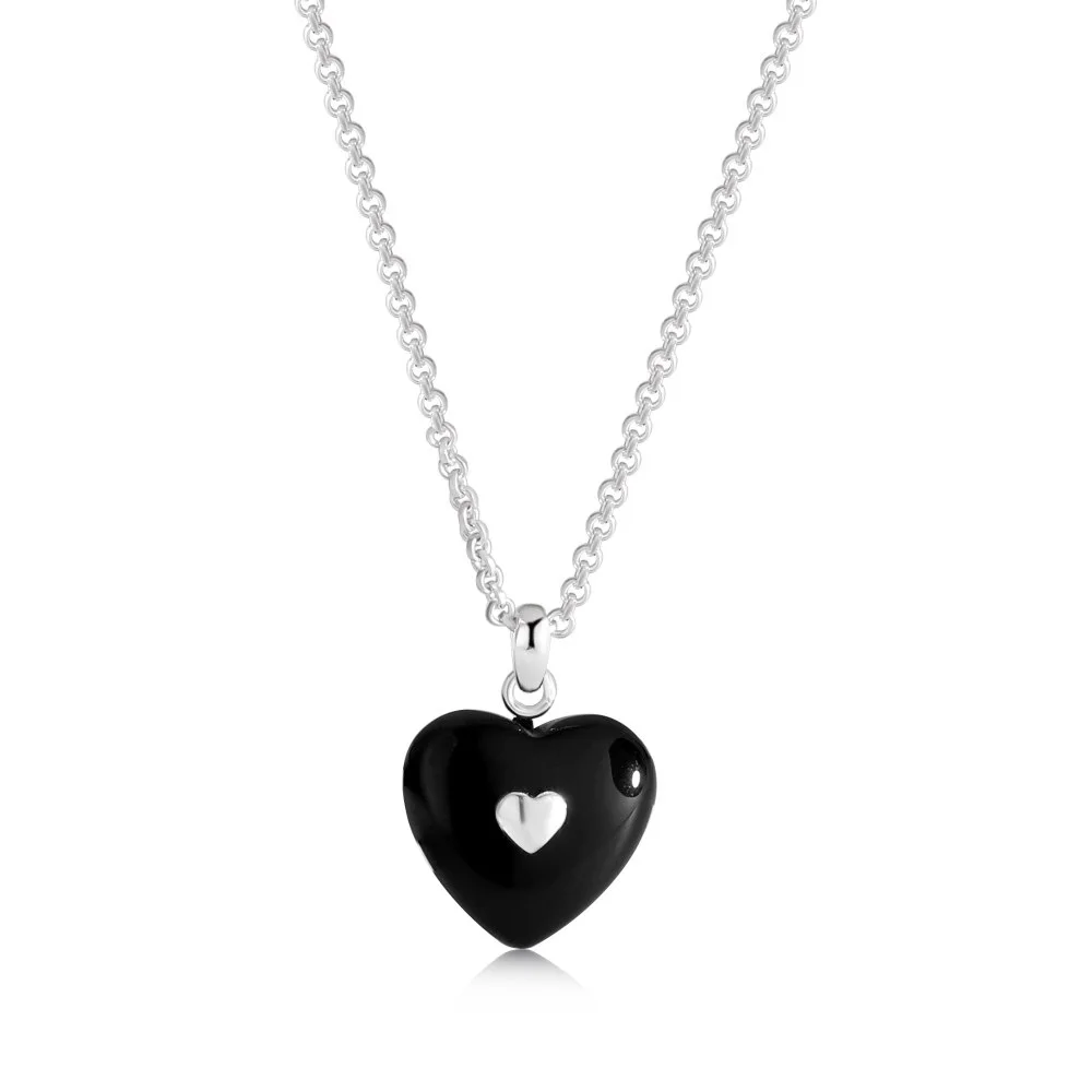 S925 Sterling Silver Necklace Small Fragrant Black Peach Heart Cool and Versatile Collar Chain Simple and Fashionable