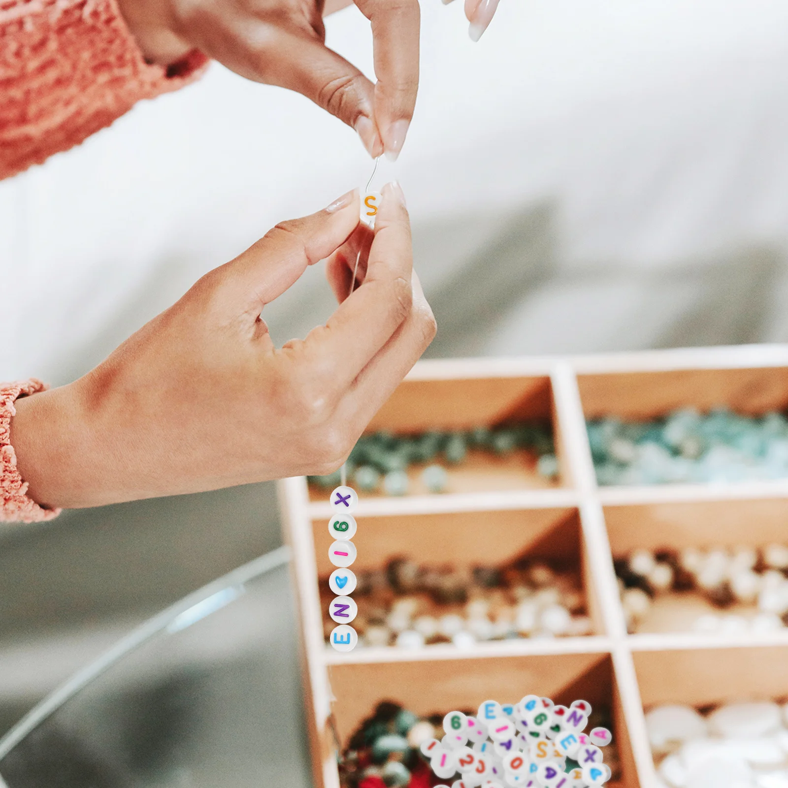 

300Pcs Acrylic Beads Abundant Quantity Flat Beads for Jewelry Making Bracelets Necklaces Craft Projects Bracelet Making Stuff