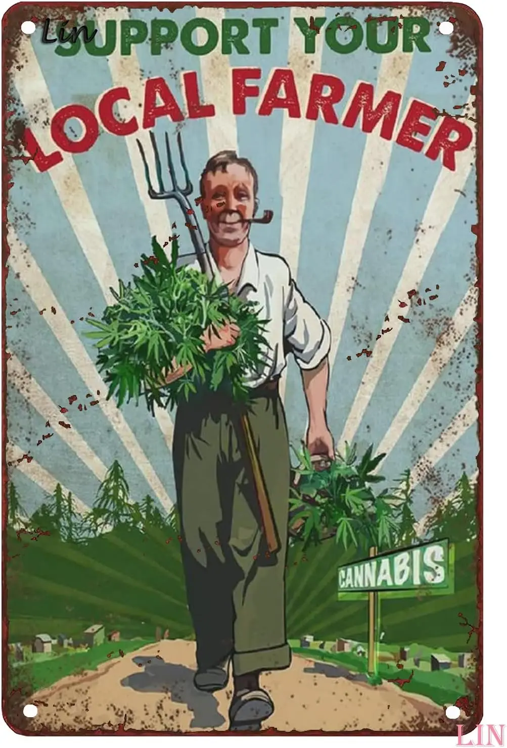 And Tin Vintage Signs Weed Support Your Local Farmer Gardening Farmhouse Sign Chic Art Wall Metal Gift for Room -